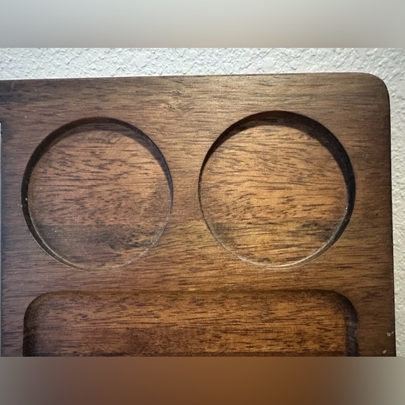 Vintage Georges Briard Walnut Cheese Tray MCM Blue Yellow Flowers - Picture 7 of 11